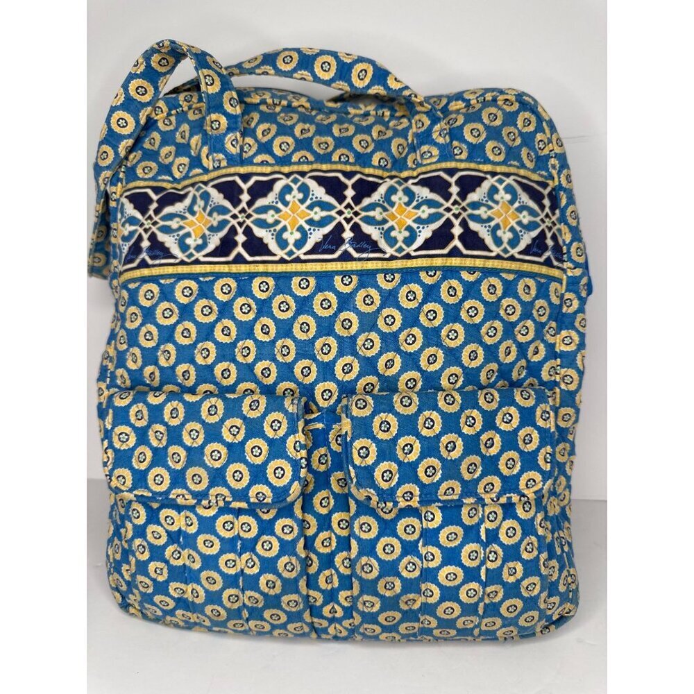 Vera Bradley Tall Tote Bag Riviera Blue Retired Pattern Quilted Cotton Cottage